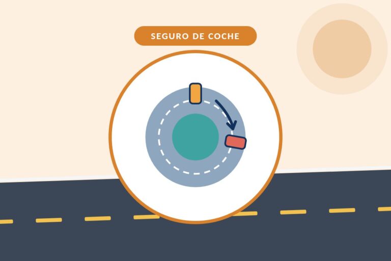 Culpa en un accidente: dos coches en una rotonda con flechas de dirección