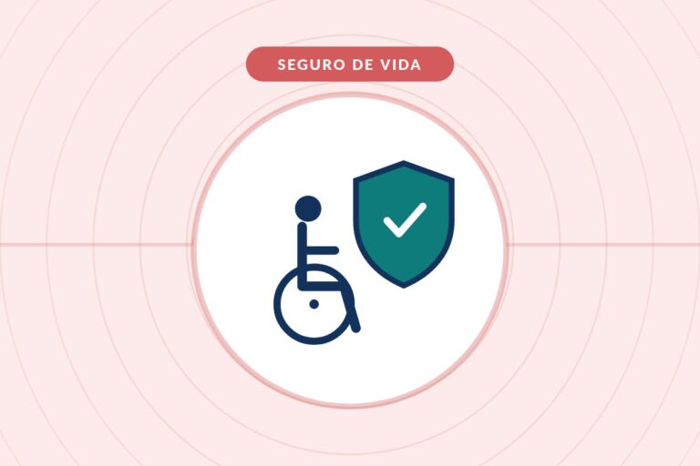 Seguro de vida con invalidez: silla de ruedas junto a un escudo