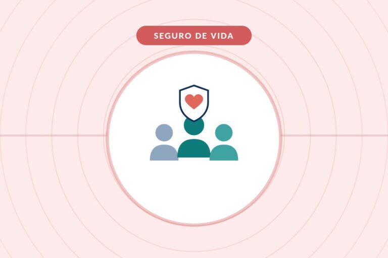Beneficiarios del seguro de vida: tres figuras junto a un escudo con un corazón