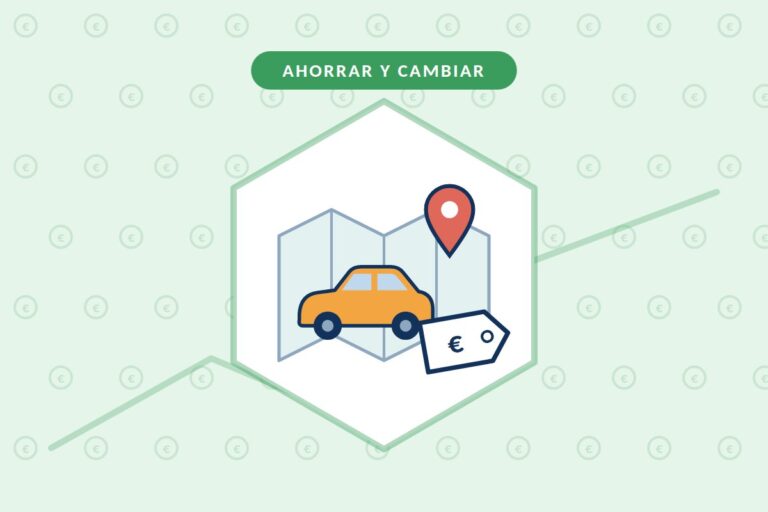 Cuánto cuesta un seguro a terceros: coche con una etiqueta de precio y un mapa