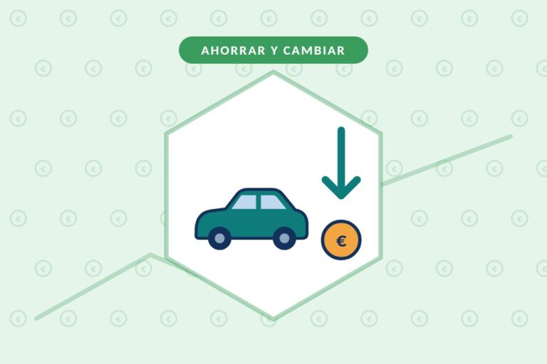 Pagar menos por el seguro de coche: coche con una flecha hacia abajo y una moneda