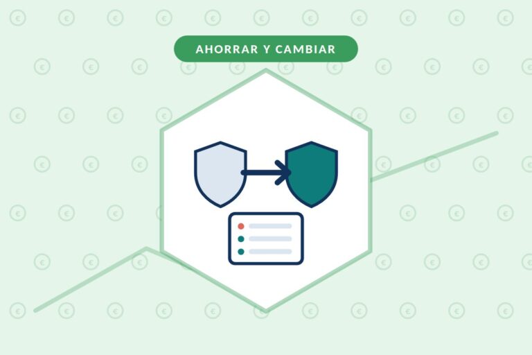 Cambiar de seguro con partes: dos escudos con una flecha y una lista de partes